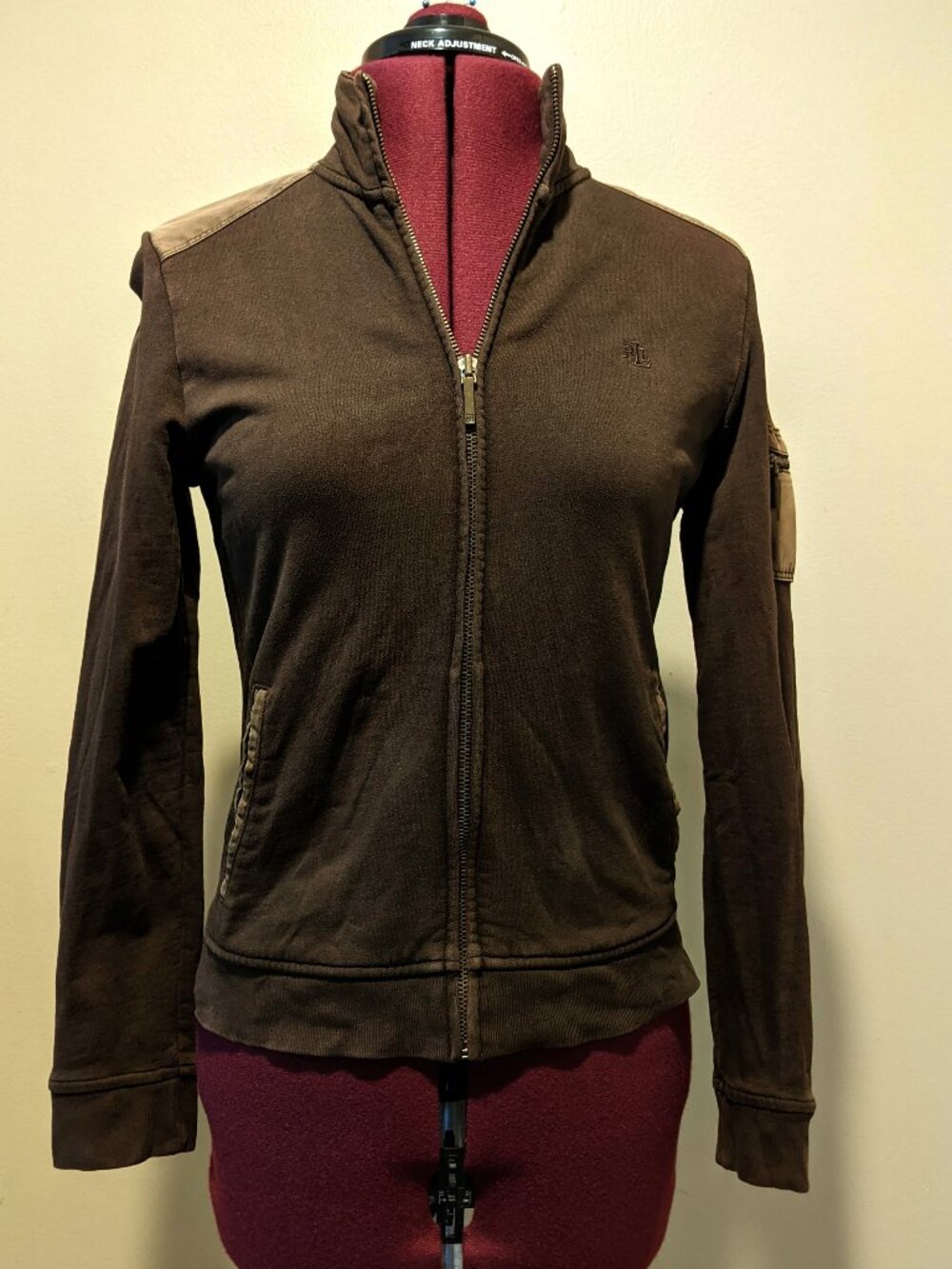 Ralph Lauren Women’s Brown Zip Front Sweatshirt Jacket Size P/S